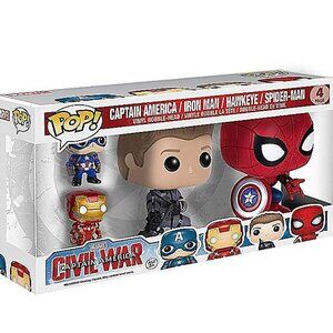 Funko Pop! - Marvel - Captain America/Iron Man/Hawkeye/Spider-Man 4 Pack